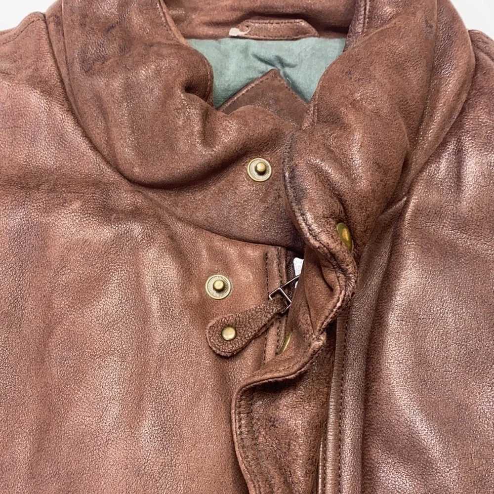 Vintage Eddie Bauer Leather Goose Down Heavy Jacket Size Large